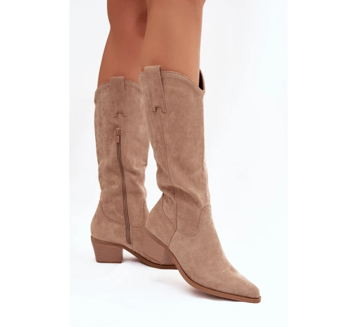 Dámské kovbojky model 21837054 – khaki - Kesi