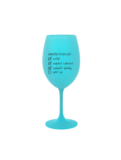 VÁNOČNÍ TODO LIST - tyrkysová sklenice na víno 350 ml VÁNOČNÍ TODO LIST - tyrkysová sklenice na víno 350 ml
