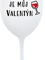 VÍNO JE MŮJ VALENTÝN - bílá sklenice na víno 350 ml