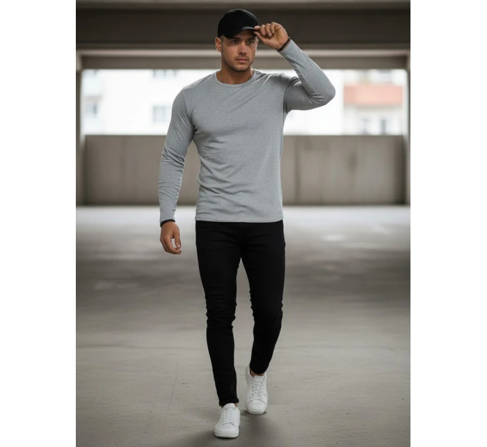 Pánské šedé tričko s dlouhým rukávem model 21994116 - Dstreet Pánské šedé tričko s dlouhým rukávem model 21994116 - Dstreet