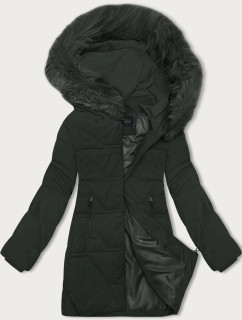 Dámská zimní bunda J Style v army barvě s kapucí (16M9099-136)