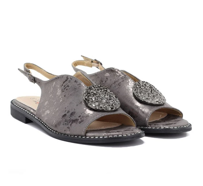 Dámské ploché sandály s cínovou ozdobou S.Barski 61-6035