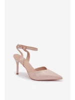 Lakované lodičky s patou béžové model 21788272 - Boto