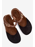 Kožené semišové dámské sandály s uzavřenými prsty Maciejka H7365-01 Černé