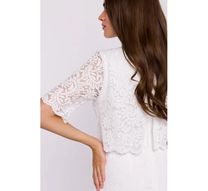 Krajkové šaty s  ecru model 20531284 - STYLOVE