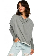 B094 Oversized top s výstřihem do V na zádech - šedý