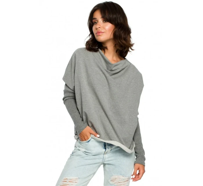 B094 Oversized top s výstřihem do V na zádech - šedý B094 Oversized top s výstřihem do V na zádech - šedý
