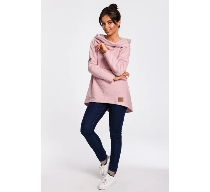 B131 Svetr s vysokým límcem - pudrový