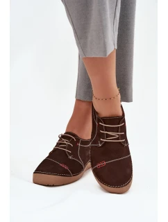 Dámské kožené polobotky s prošitím Artiker – hnědé