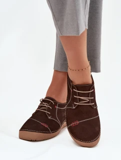 Dámské kožené polobotky s prošitím Artiker – hnědé