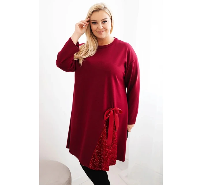 Dámská plus size šaty s ozdobnou z bordová model 21486184 - K-Fashion