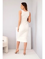 Dámské viskózové žebrované šaty na ramínka béžová Dámské viskózové žebrované šaty na ramínka béžová