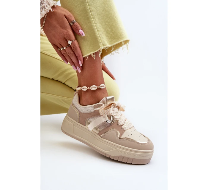 Dámské tenisky na platformě z ekokože béžové Moun