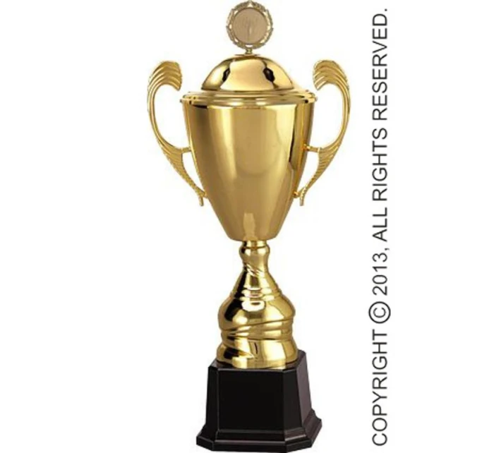 Zlatý kovový hrnek s víčkem