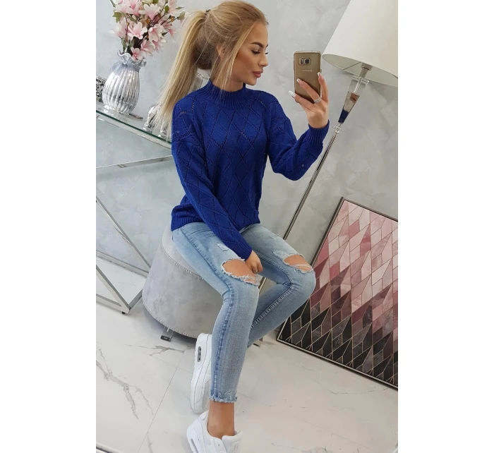 Poloviční rolák s kosočtvercovým vzorem chrpově modrý Poloviční rolák s kosočtvercovým vzorem chrpově modrý