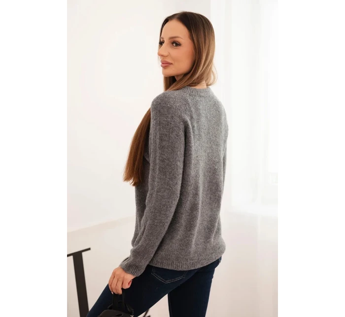 Dámský svetr z baby alpaky s dlouhým rukávem šedý