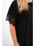 Dámská Plus Size šaty s flitry a krajkovým model 21486188 černá - K-Fashion