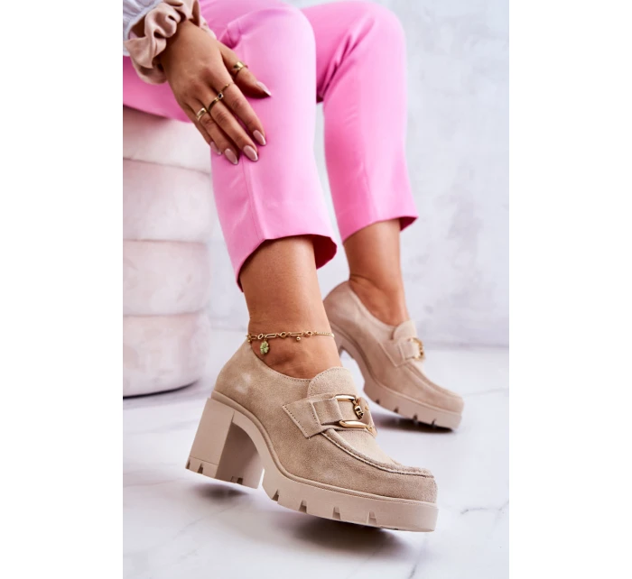 Elegantní boty se zlatým zdobením Světle béžová model 21583105 - Boto Elegantní boty se zlatým zdobením Světle béžová model 21583105 - Boto