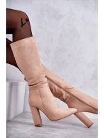 Klasické semišové boty na podpatku Tmavě béžová model 21595222 - Boto Klasické semišové boty na podpatku Tmavě béžová model 21595222 - Boto