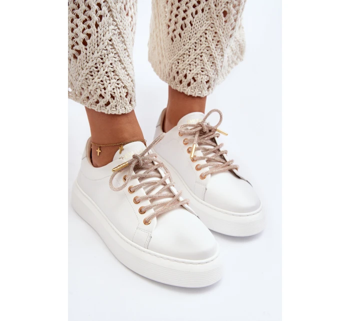 Kožené dámské sportovní boty CheBello 4362 bílé