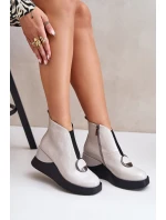 Boty Na Klínu Zateplené D&A Světle šedé model 21671894 - S.Barski Boty Na Klínu Zateplené D&A Světle šedé model 21671894 - S.Barski