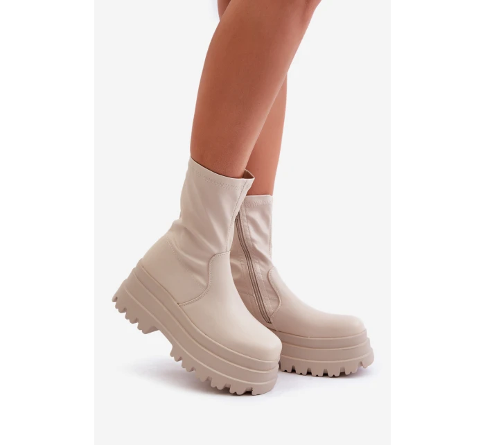 Boty Na Masivní Platformě Světle Béžové model 21679189 - Boto Boty Na Masivní Platformě Světle Béžové model 21679189 - Boto