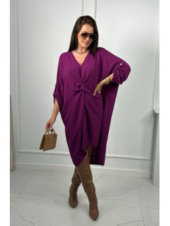 Oversize šaty s výstřihem do V tmavě fialové barvy