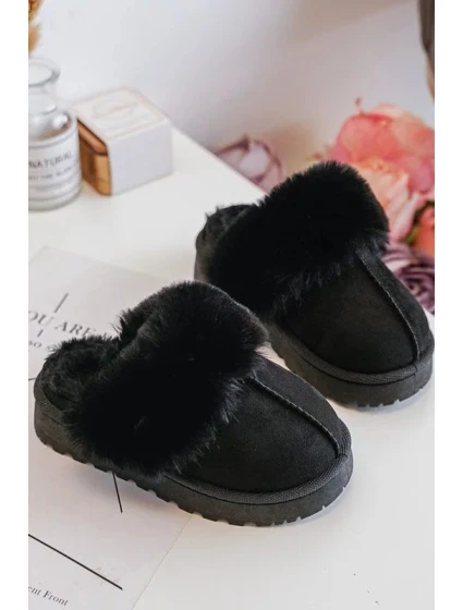 Dětské pantofle s kožíškem, Black Birasta