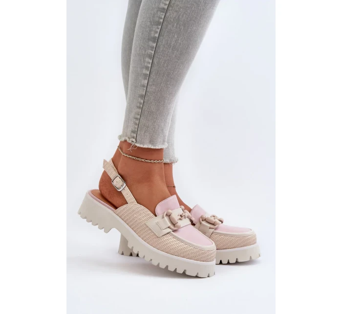 Dámské sandály na plochém podpatku s ozdobou Béžová D&A Dámské sandály na plochém podpatku s ozdobou Béžová D&A