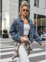 Dámská krátká džínová bunda klasického střihu modrá FashionStreet TY5632