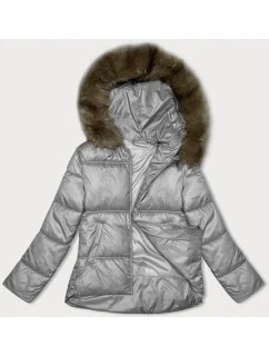 Šedá dámská bunda se střihem model 21246850 - S'WEST