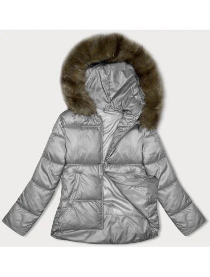 Šedá dámská bunda se střihem model 21246850 - S'WEST