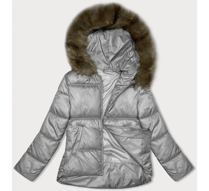 Šedá dámská bunda se střihem model 21246850 - S'WEST