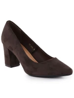 Dámské čokoládové semišové lodičky na jehlovém podpatku Sergio Leone PB414