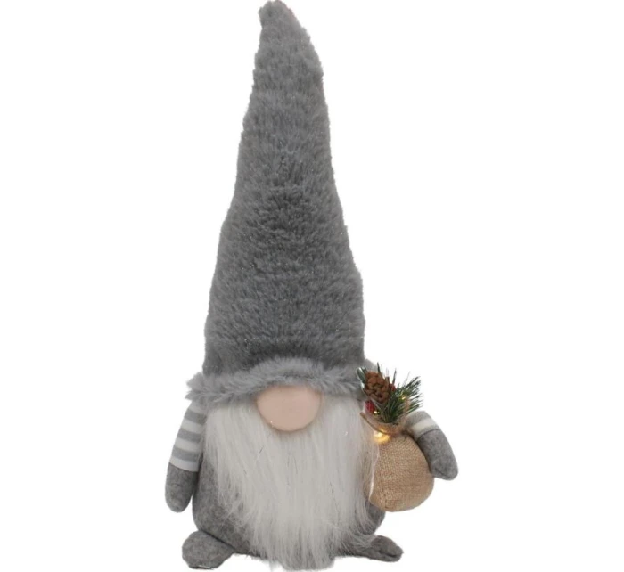 DEKORATIVNÍ PLYŠOVÝ TRPASLÍK LED 38CM ŠEDÝ