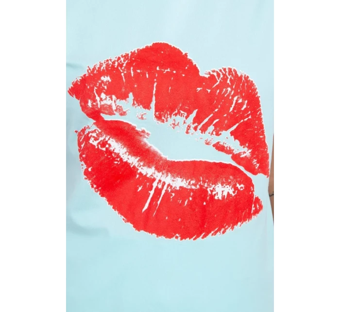 Mátová halenka s potiskem rtů