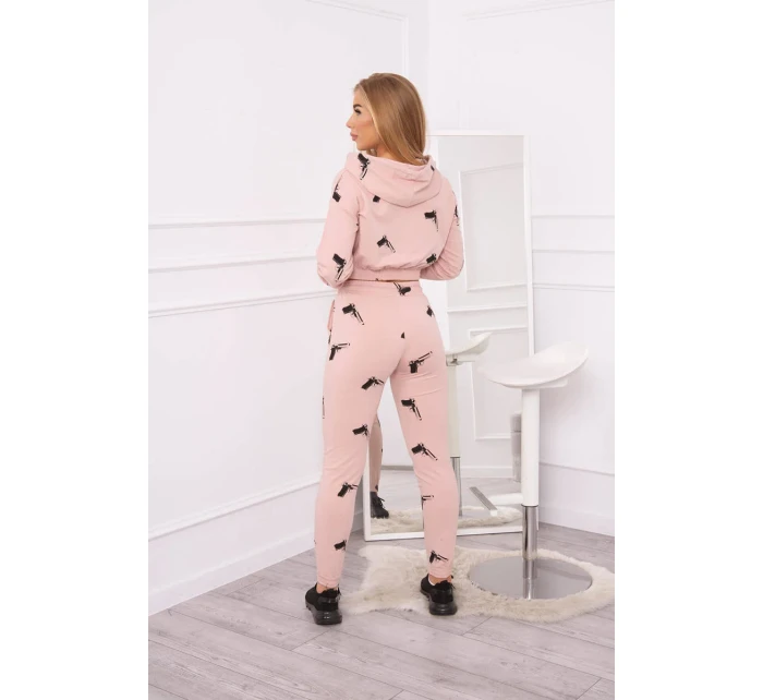 Sada s potiskem pistole tmavě pudrově růžová Sada s potiskem pistole tmavě pudrově růžová