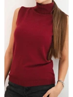 Dámská viskózová bezrukávová blůza s rolákem bordová