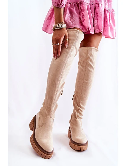 Dámské semišové boty světle béžová model 21593726 - Boto Dámské semišové boty světle béžová model 21593726 - Boto