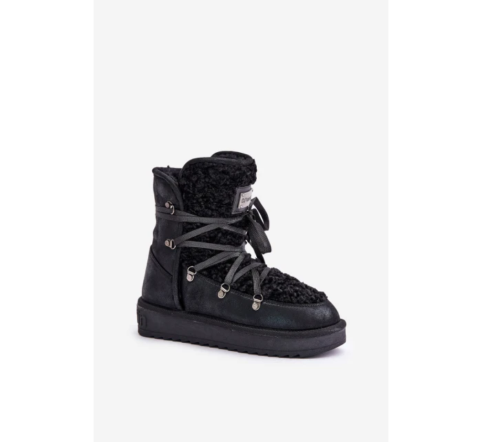 Voděodolné sněhové boty na platformě veganské D.Franklin DFSH370004 černé