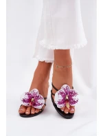 Dámské Pantofle Na Podpatku Se Umělou Květinou Černé Reyi Dámské Pantofle Na Podpatku Se Umělou Květinou Černé Reyi