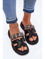 Kožené Dámské Sandály S Páskem Leopard Vinceza 66769 Černé