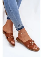Dámské Plné Sandály S Dekorativním Detalem Hnědé model 21697826 - EVENTO Dámské Plné Sandály S Dekorativním Detalem Hnědé model 21697826 - EVENTO