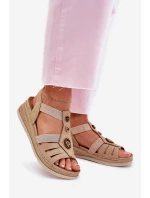 Dámské Sandály Na Klínu S Ozdobami Béžové model 21702188 - Inblu