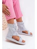 Dámské sandály Eko semiš s horní částí a šněrováním Modré Ferlisse