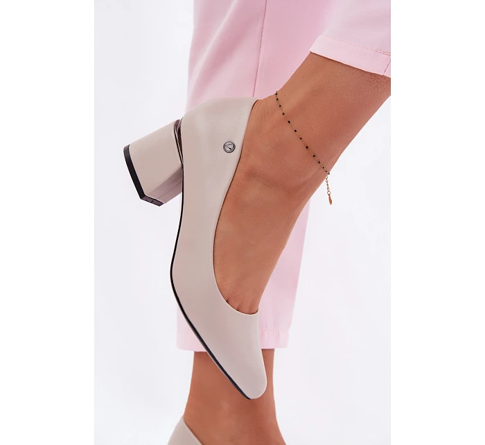 Lodičky na podpatku model 22095190 Šedé - VINCEZA