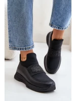 Sportovní boty na platformě kožené černé Artiker Sportovní boty na platformě kožené černé Artiker