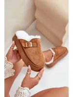 Dámské Pantofle Na Silné Podešvi S Kožešinou A Přezkou Camel Linneola Dámské Pantofle Na Silné Podešvi S Kožešinou A Přezkou Camel Linneola