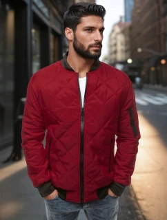 Pánská prošívaná bunda bomber vínová model 21962013 - FashionStreet