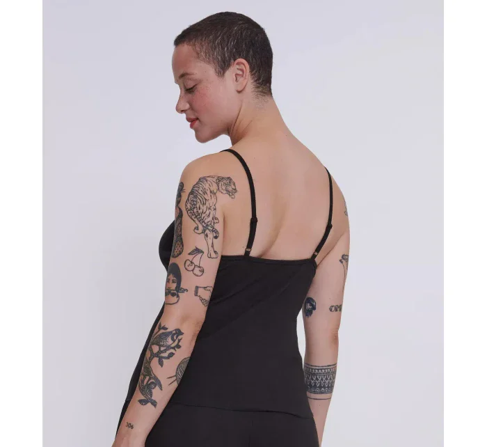 Dámské tílko GO Ribbed Spaghetti Top - BLACK - černé 0004 - SLOGGI